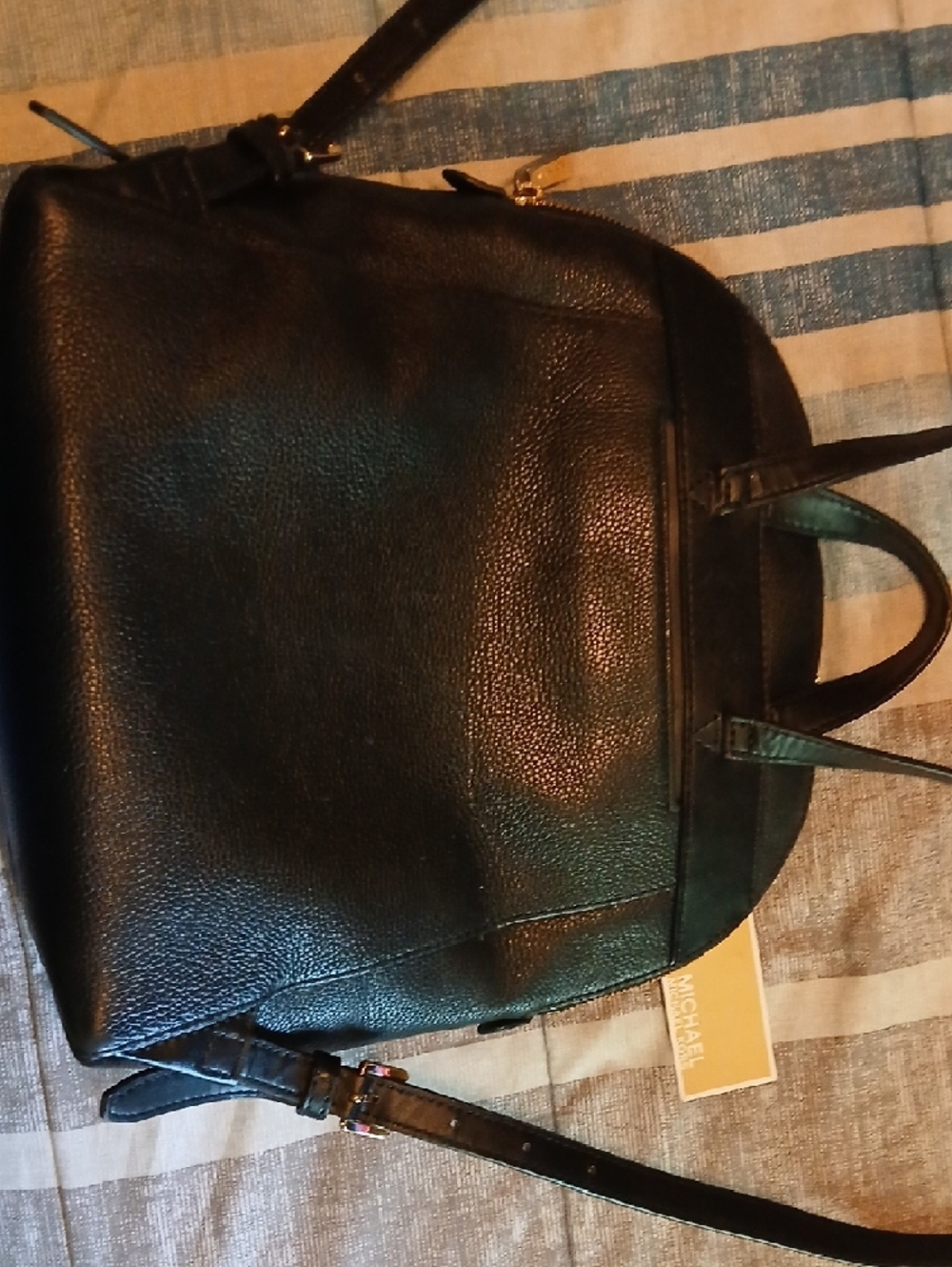 Michael Kors Black Pebbled Leather Backpack with Gold Hardware - Picture 4 of 4
